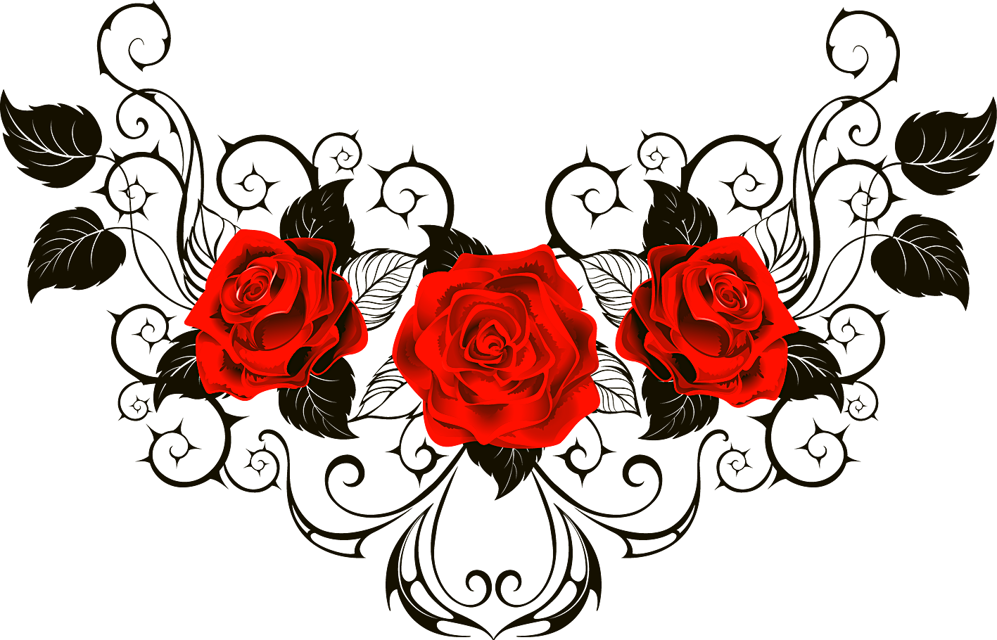 Symmetrical Tattoo of Red Roses